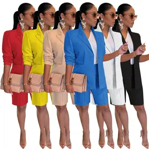 Women's Suit Set Jacket and Shorts Two-Piece Spring Summer Casual Blazer