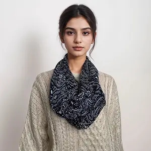 Cozy 100% Cotton Infinity Scarf - 68''L x 26''W, Soft & Breathable Winter Neck Warmer with Stylish Print