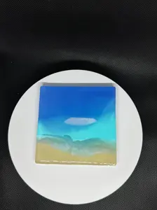 Handmade Ocean Resin Coasters – Beach-Inspired Epoxy Drink Coaster Set with Waves and Sand Effect- Set of 6