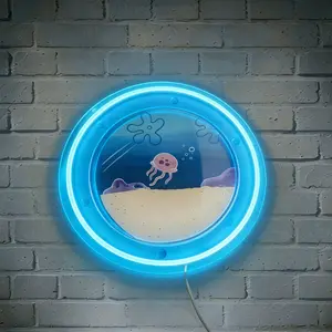 Acrylic Jellyfish Neon Light, Wall-Mounted Adjustable USB Lighting, Perfect for Kids Room, Gaming Room, Birthday Gift, Halloween, Christmas