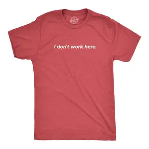 Mens I Dont Work Here T shirt Funny Sarcastic Employee Gift Hilarious Saying Mens Funny T Shirts Cool Vintage Fashion T-Shirt Gift Classic Menswear Funny Introvert Short Sleeve Novelty Tees for Guys Red