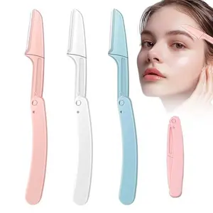 3Pcs Professional Eyebrow Trimmer Set, Stainless Steel Blades with Protective Cover, Pain-Free Precise Facial Hair Remover, Portable Safety Eyebrow Shaper Razor, Reusable Beauty Grooming Tools, Essential for Back-to-School Daily Routines