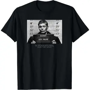 Supernatural Dean Winchester City Police Mugshot Portrait T-Shirt