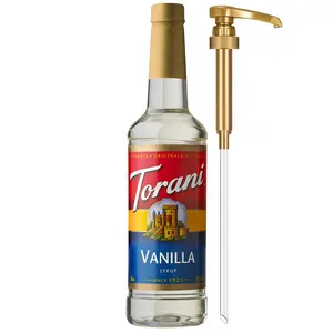 Torani Vanilla Flavored Syrup, Smooth and Rich Coffee Syrup for Lattes, Cold Brew, Milk Tea & Cocktails, Barista Favorite Flavoring Syrup with Pump Included, Home or Café Use, 25.4 oz