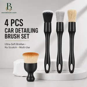 4PCS Car Detailing Brush Set – Soft Interior Cleaning Tools for Dust Removal, Dashboard & Vent Care, Portable Auto Valeting Kit for Professional Car Maintenance
