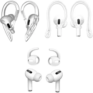 3 Pairs Ear Hook Compatible with AirPods Pro, 3 Anti Slip Anti Drop Accessories Compatible with AirPods Pro Ear Tips [for AirPod Pro Only],Transparent/White (Pro)