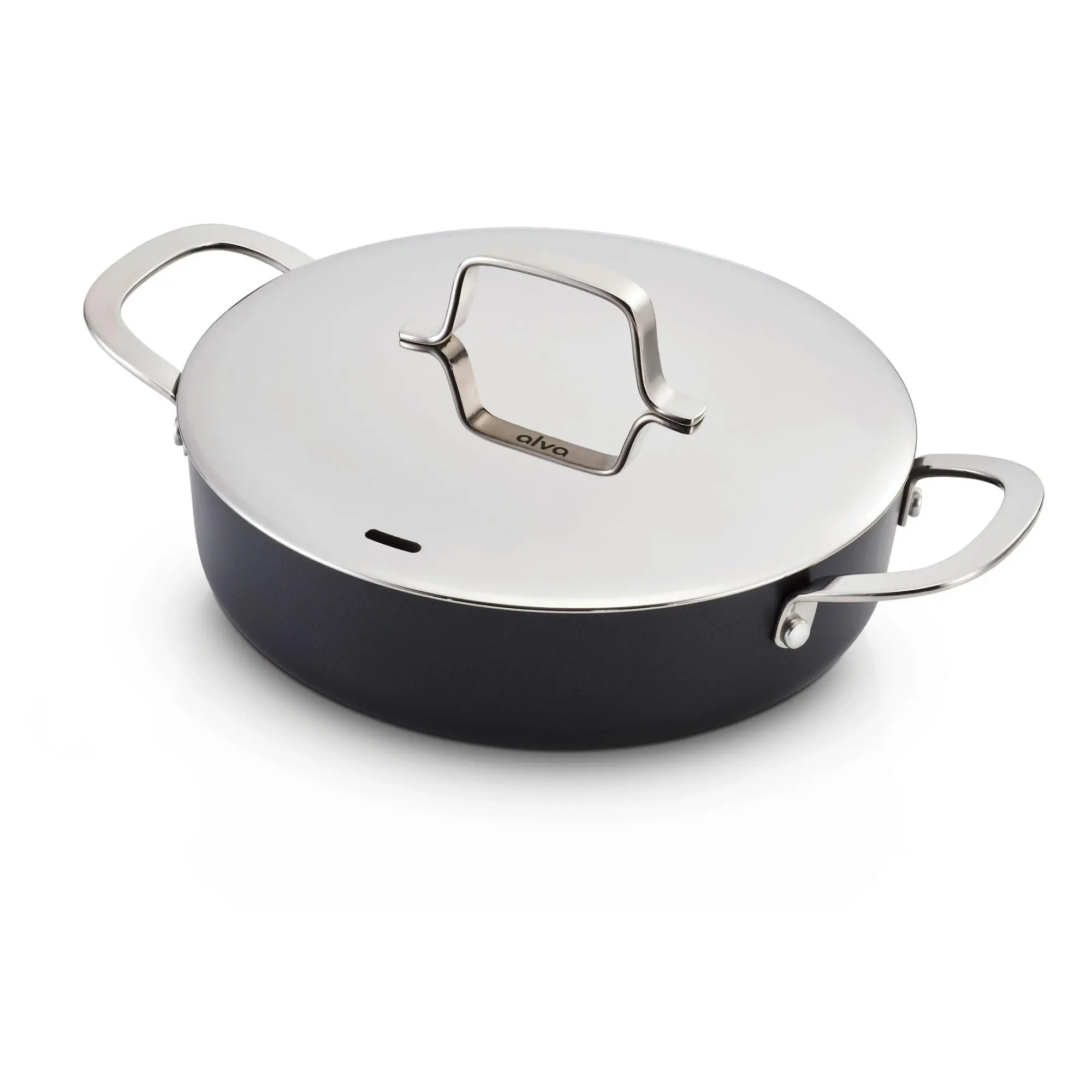 Alva Maestro 3.5-Qt Ceramic Nonstick Sauté Pan with Glass Lid, Aluminum Body, Stainless Steel Handles, Induction-Compatible, Oven-Safe Cookware