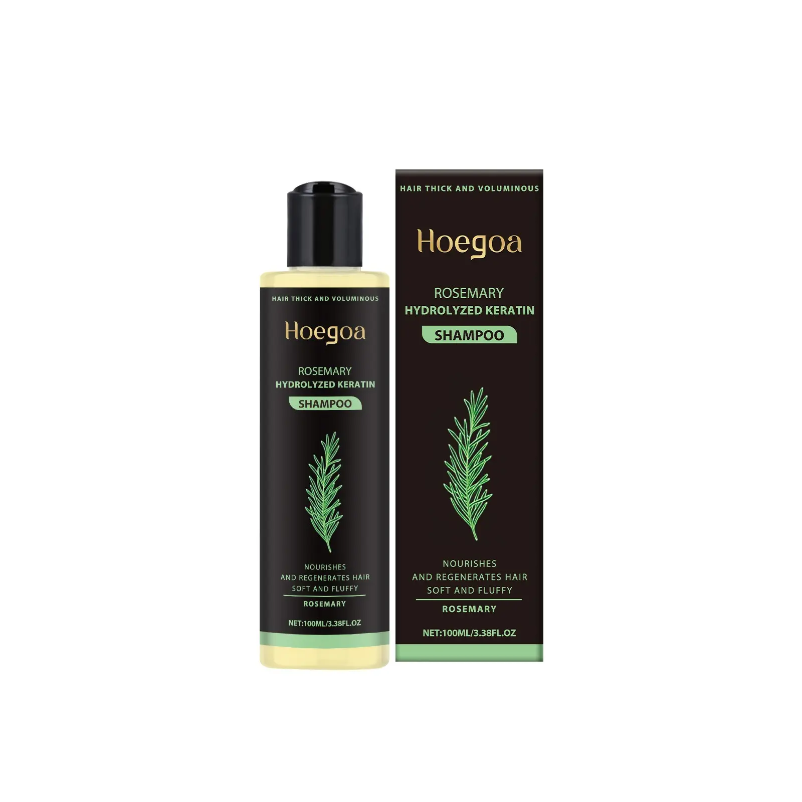 Rosemary Thickening Shampoo with Keratin, 100ML, Herbal Essence Nourishing Moisture Oil Control for Voluminous Hair Care