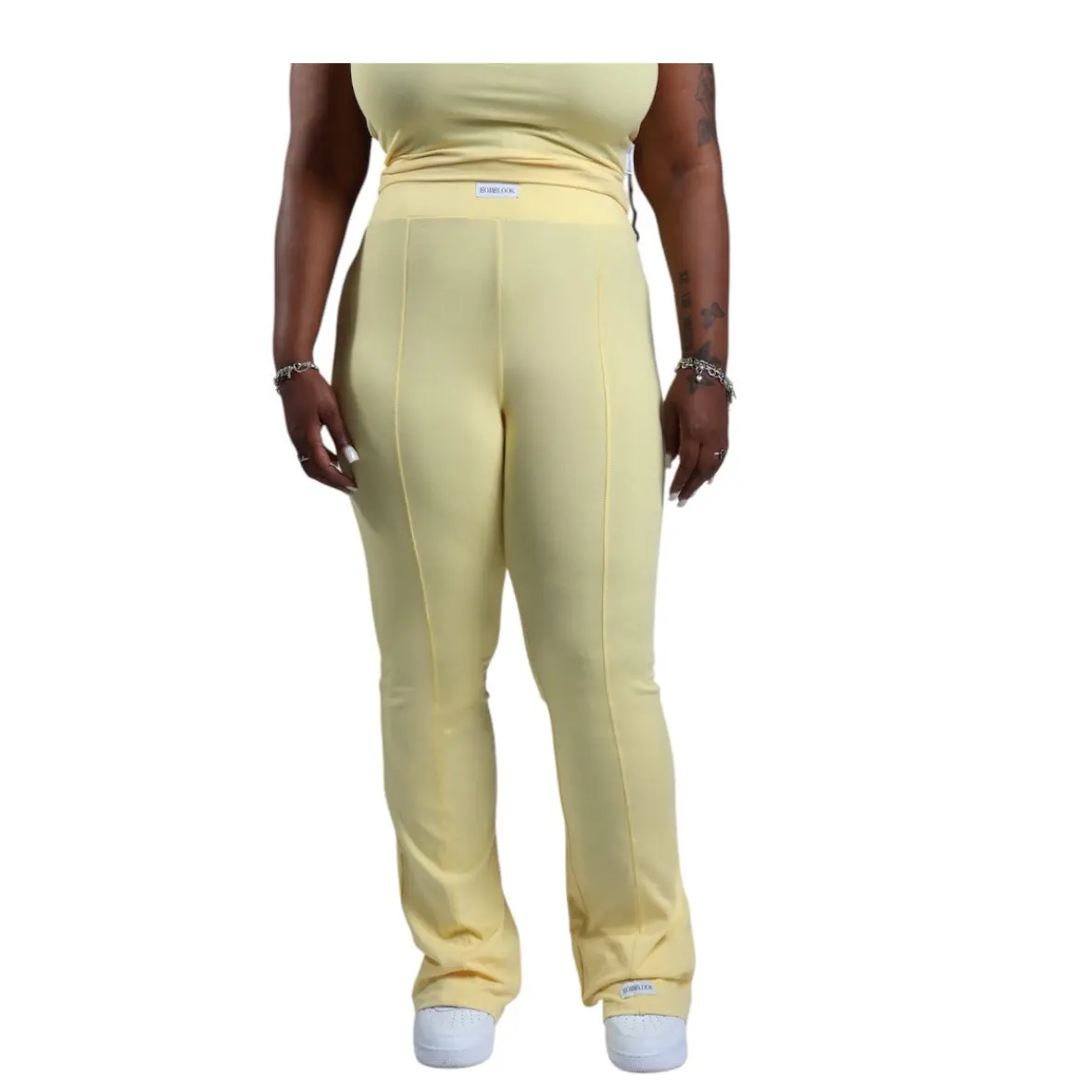 Curves Flared Pants (Pastel Yellow)