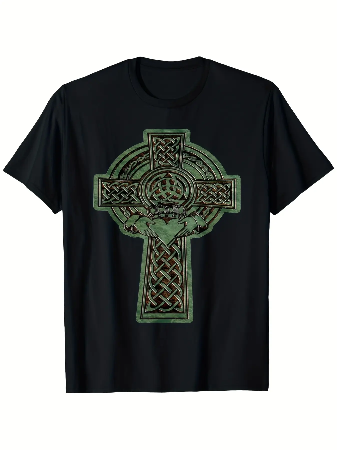 Irish Claddagh Ring Celtic Cross T-Shirt for Men unisex soft cotton short sleeve t shirt, vintage graphic casual tee for men women teens, perfect birthday holiday gift for camping travel gym daily street  wear