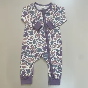 baby boy clohtes camo romper boy winter romper zipper camouflage pajamas