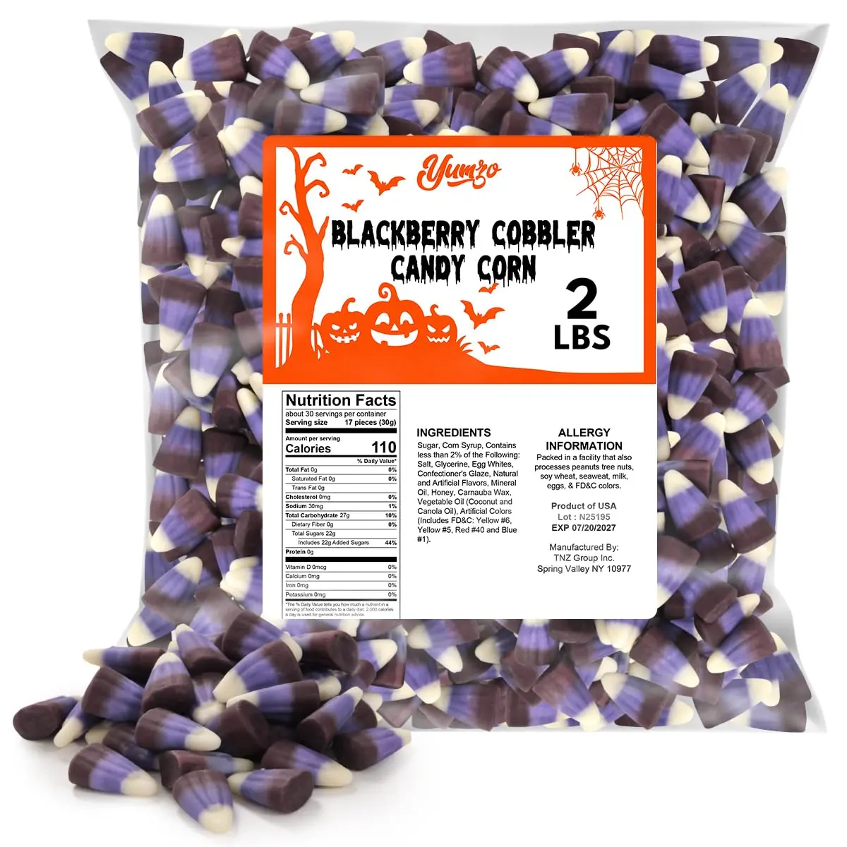 Blackberry Cobbler Candy Corn Candies, 2lb Bagged Bulk Treats with Corn Syrup & Egg Whites, Perfect for Halloween Trick-or-Treat, Fall Everyday Snacking