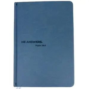 He Answers Blue Prayer Journal Notebook - Lined Notebook Inspired by Psalm 34:4 with "God Answers" Title