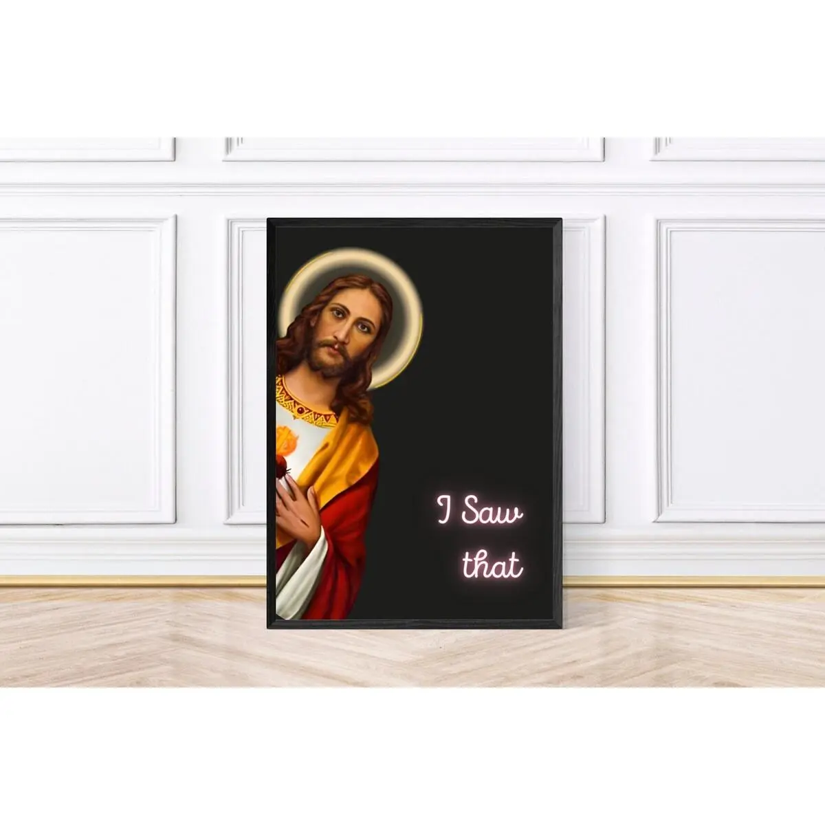 I Saw That, Bathroom Print Poster ,Kitchen Print, Jesus Maximalist Framed Wall Art