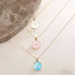 Gold Plated Waterproof Enamel Cross Pendant Necklace, Tiny Cross Necklace, Religious Necklace, Christian Gift for her,Simple Cross Charm Choker Minimalist Religious Jewelry Cute Trendy Gifts