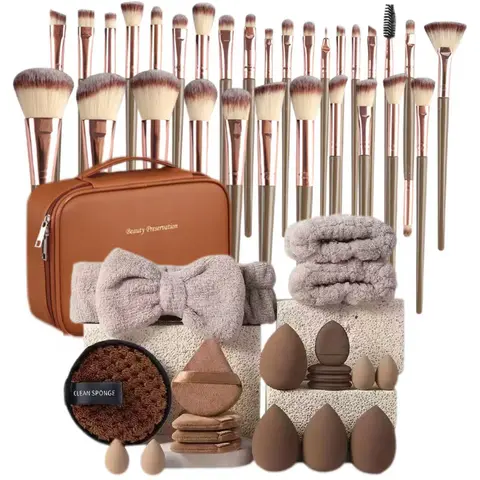 Professional Makeup Tool Set, 41-51 Piece Cosmetic Cleaning Kit, Includes Makeup Brushes, Face Wash Set, Portable Makeup Storage Bag, Makeup Tools Gift, Gift for Women