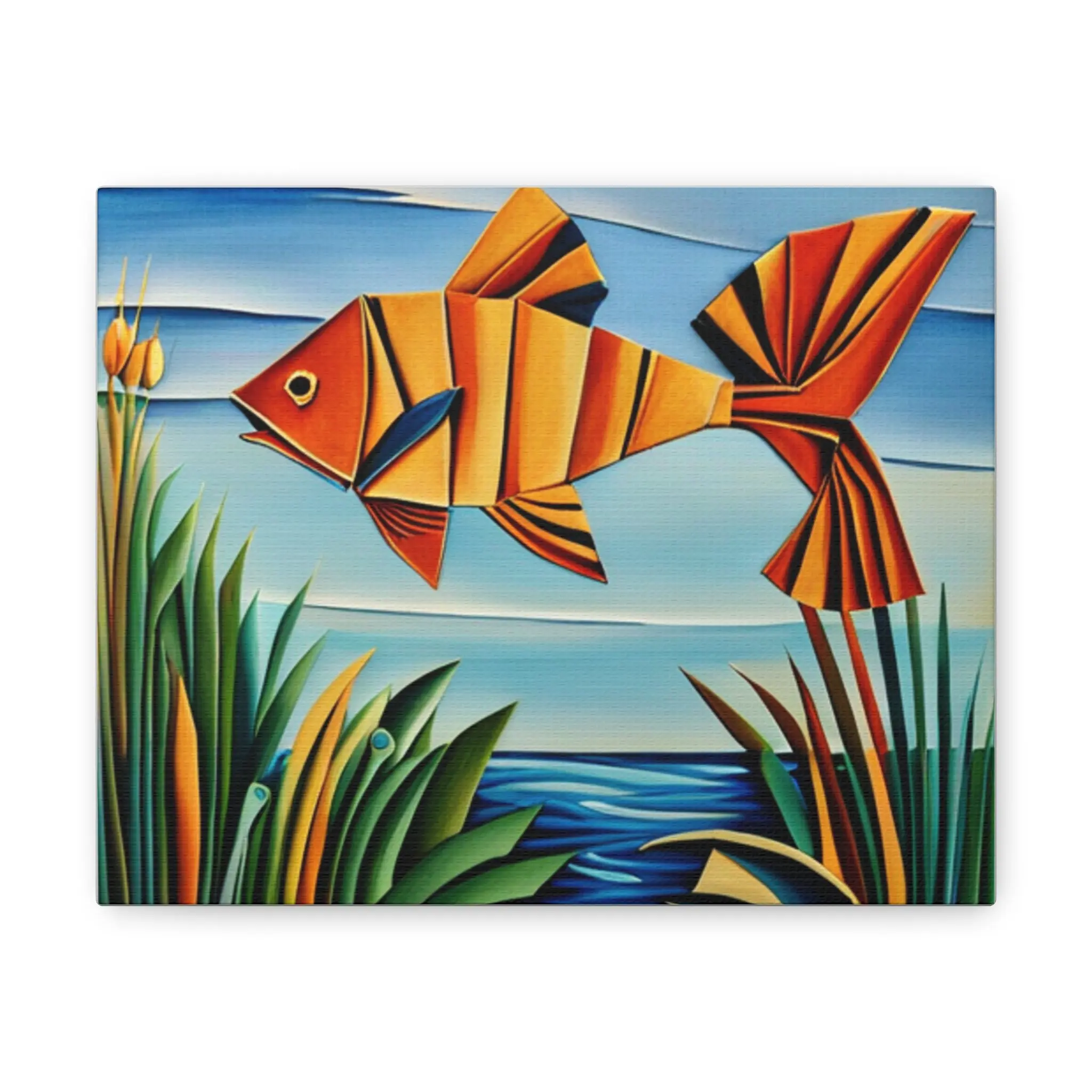 Colorful Origami Fish Wall Art Canvas Gallery Wraps