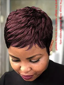 Curly Wave Wig Kinky Curly Wig Human Hair Wig for Women Pixie Cut Wig Full Machine Made Wig 150% Density 8Inch 1PC