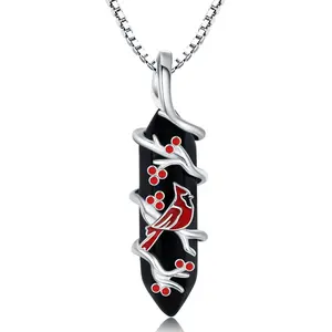 DRINSPER S925 Obsidian Necklace for Devotion 925 Sterling Silver Pendant Jewelry for Pagan