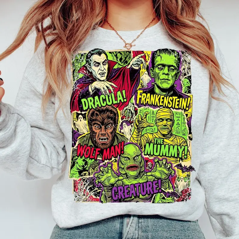 Halloween Monsters sweater, Retro Monsters sweater, Halloween sweater, Spooky sweater