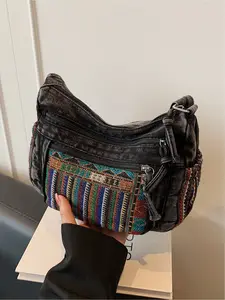 Vintage Ethnic Style Lightweight Crossbody Bag, Small Square Shoulder Clutch for Women, Perfect for Outdoor Activities & Daily Use, Fashionable Bohemian Bag