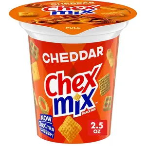 Cheddar-Flavored Chex Mix Crispy Snacks, 2.5 oz Cup - Cheese Snack Mix for Watch Parties, Campfire-BBQ Events