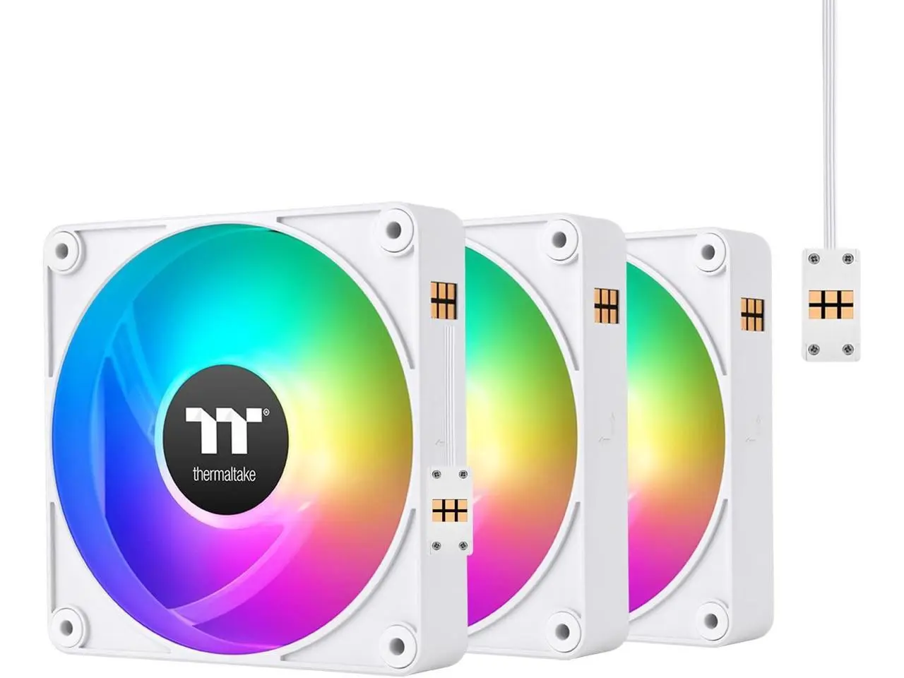 Thermaltake CT120 EX ARGB Reverse PC Cooling Fan White (3-Fan Pack), Magnetic Connection, 5V Motherboard Sync, 16.8 Million Colors 9 Addressable LEDs, 120 mm Case/Radiator Fan, CL-F194-PL12SW-A