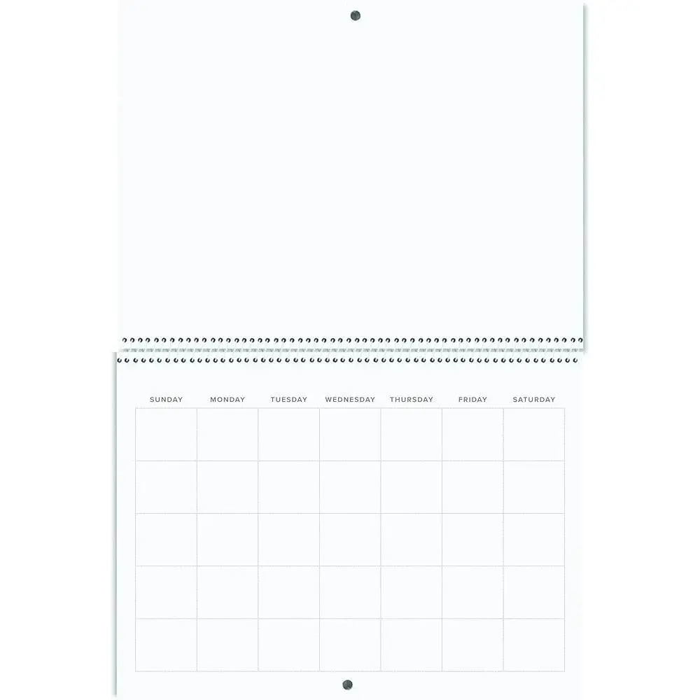 Blank Scrapbook Wall Calendar - 2-Pack - 80lb Cardstock - Undated, 12" x 9" Closed, 18" Open Size, Large Bookstore-Quality, Spiral-Bound Hanging Monthly Calendar for Kitchen & Office - Premium