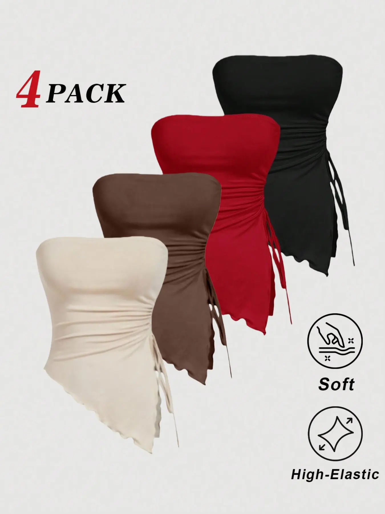 Women's Casual Fitted Drawstring Jumpsuit Set, Four-Piece for Commuting & Vacation, Plain Style All Seasons Wear