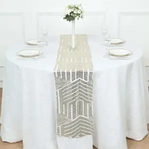 Sequin Table Runner 12"x108" Champagne - Diamond Glitz Table Decor