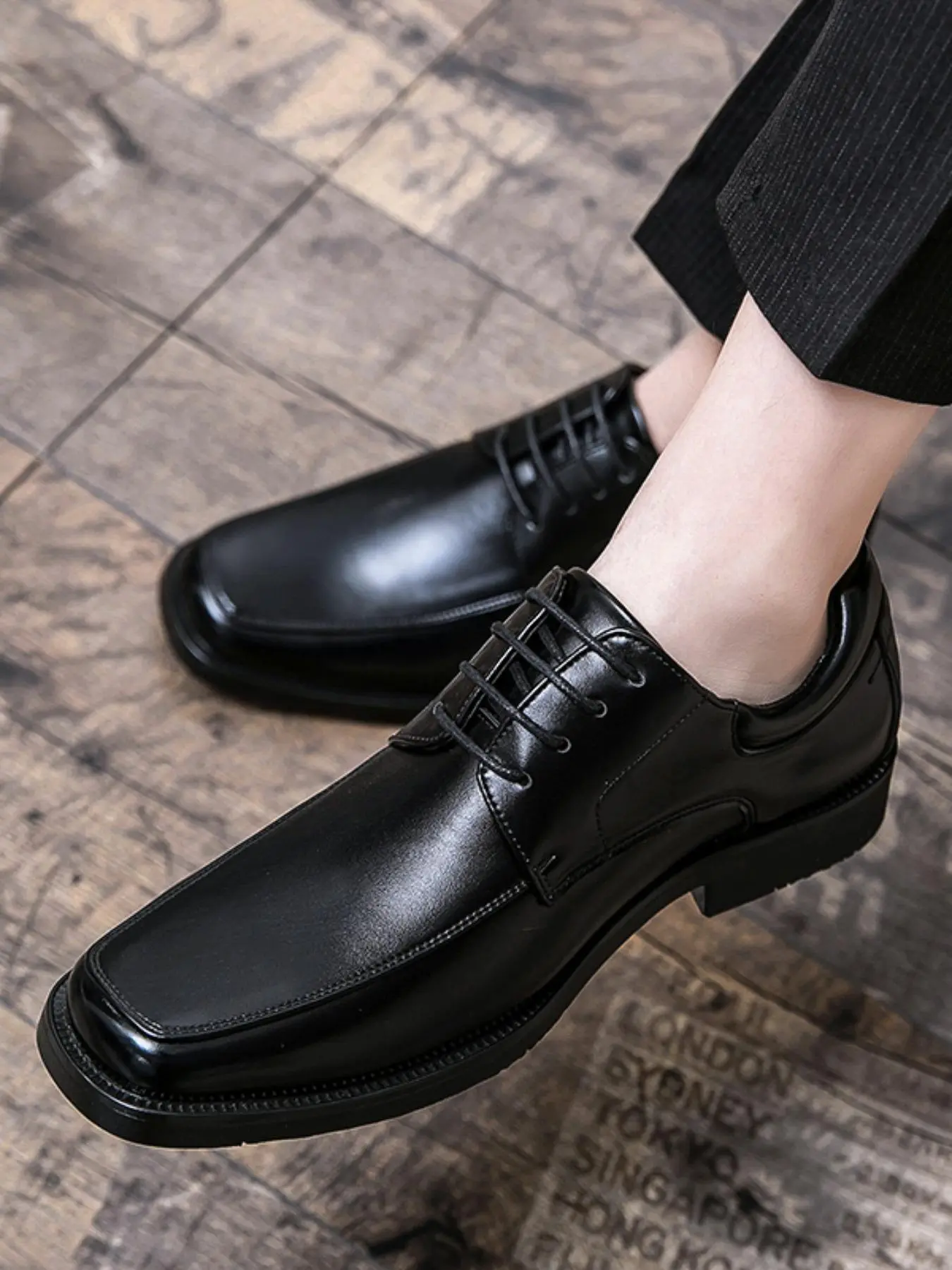 Men's Business Style Solid Color Square Toe Oxford Shoes, Business Casual Oxfords, Formal Lace Up Dress Shoes for Work Office, Fashion Shoes for Party, Daily Clothing Decor