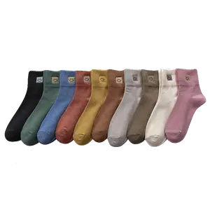Cute Smile Face Socks - 6pack Various Colors Cotton Women's Comfortable Breathable Day Everyday Love Outfits Statement Soft Comic Winter Womenswear Basic