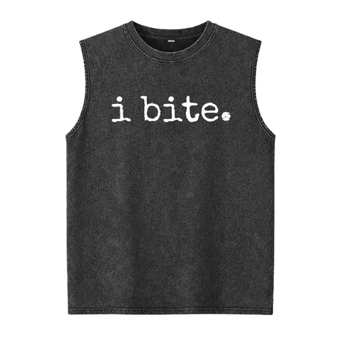 I Bite Washed Vest Sarcastic Humor , Gift For Her, Dark Humor , Gift For Introvert Introverted T