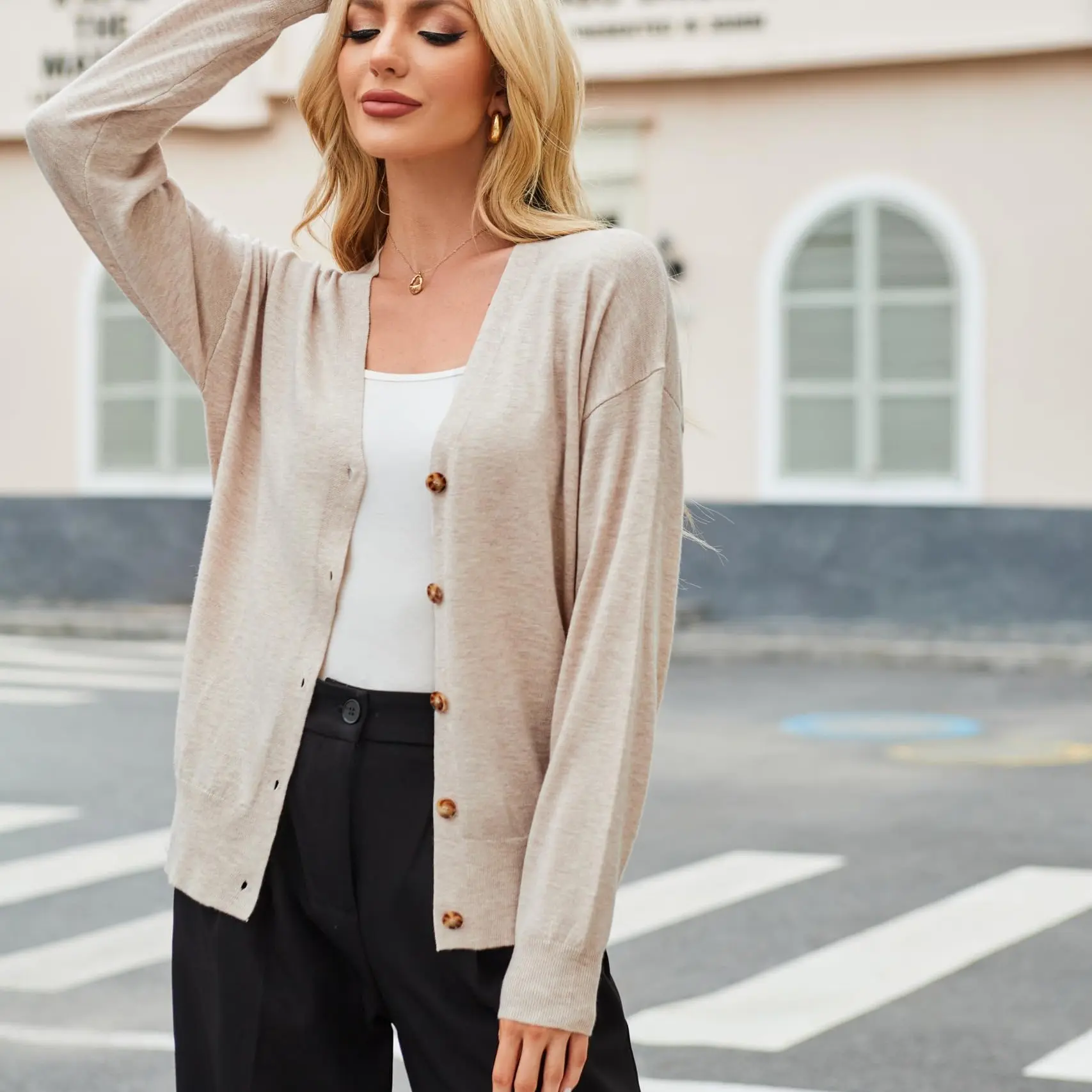 Arach&Cloz 2026 Wool Blended Cardigan Sweaters for Women Spring