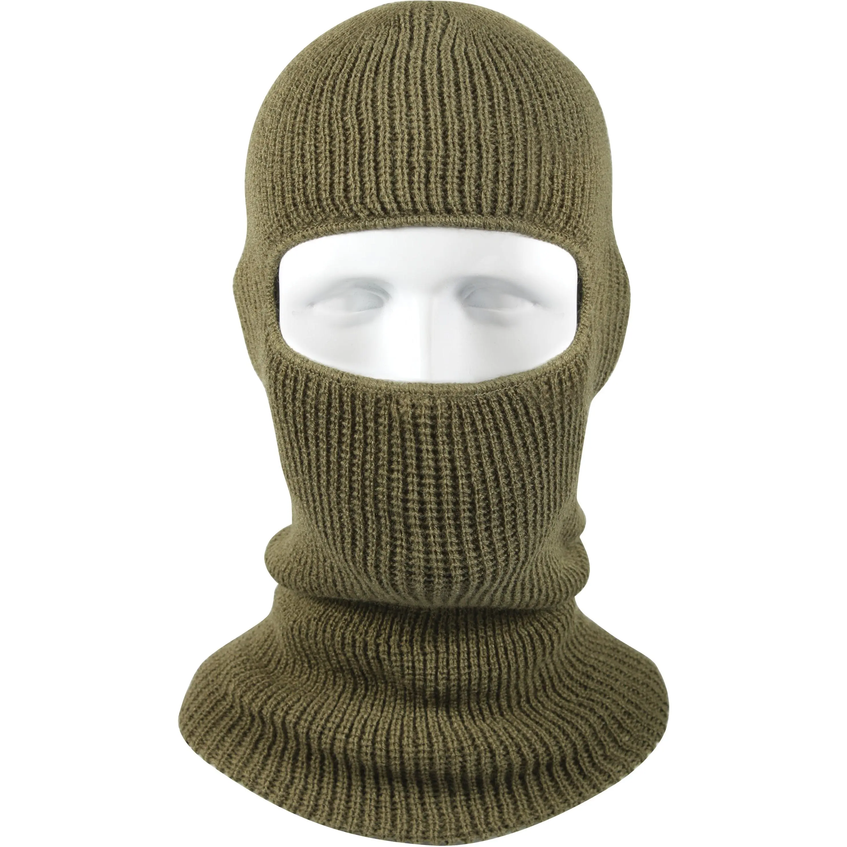 Olive Drab One Hole Face Mask Acrylic Balaclava Made in USA Cold Weather Tactical Mask