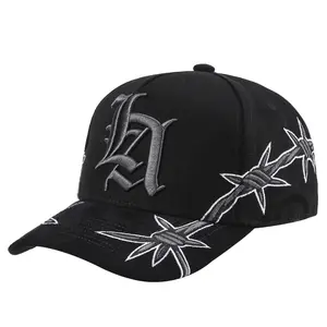 Barbed Wire Embroidered Snapback Hats - Bold Street-Inspired Cap with Striking Details, Premium Embroidery, Modern Streetwear Aesthetics for Brand Statement Accessories