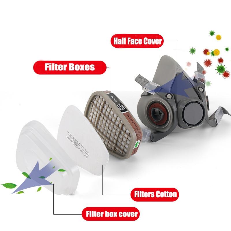 Reusable half face gas mask Respirator Mask with safety goggles, filter for painting, welding, polishing, woodworking, and other job protection