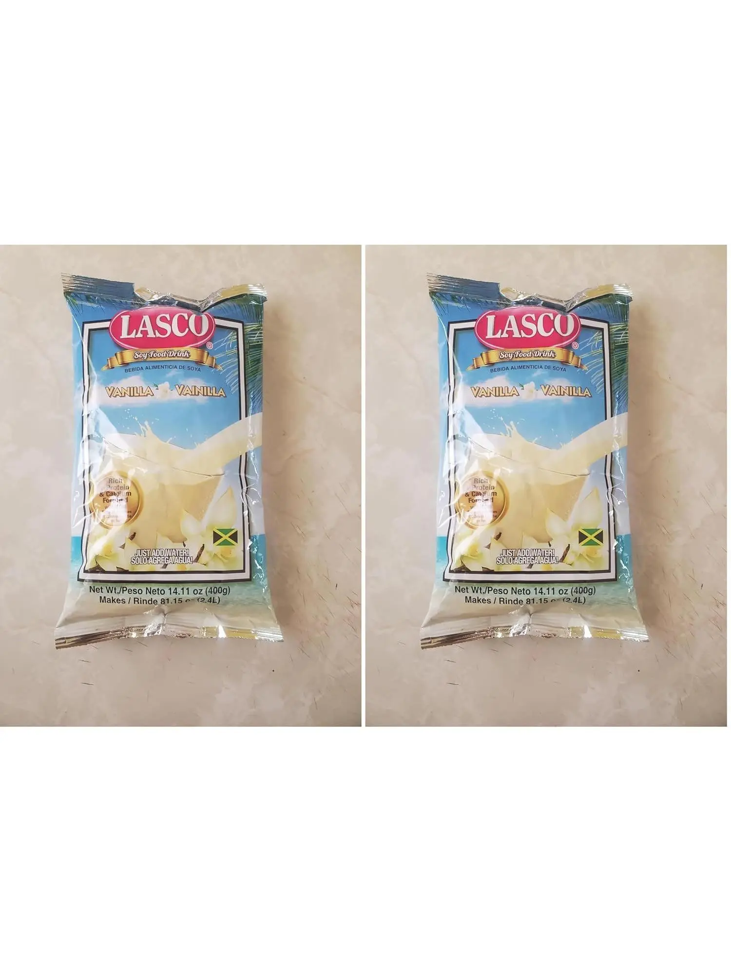 Lasco Soy Food Drink Vanilla, 14.11 oz (400 g) Pack | Jamaican Soy Beverage Mix with Protein, Calcium & Iron | Family Size Vanilla Flavour