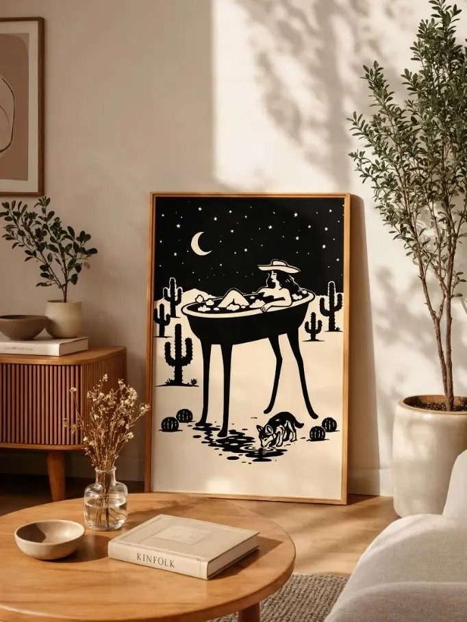 Cowgirl Bathroom Wall Art Western Desert Poster Southwestern Ranch Decor Gift