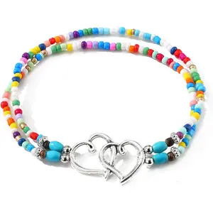 Ankle Bracelets for Women  Elastic Heart Anklet Stretchy Ankle Bracelets Colorful Beaded Anklets Boho Ankle Bracelets  Beach Anklet  Accessories for Summer