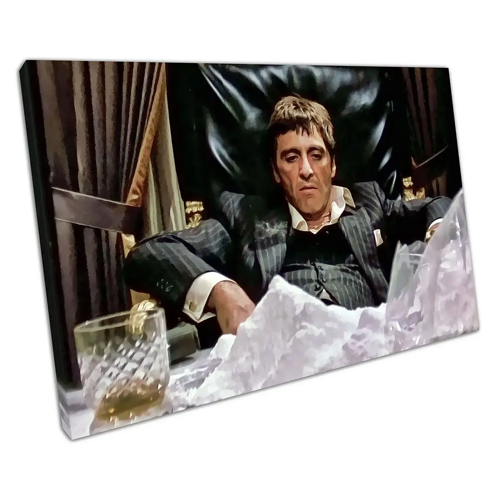 American gangster Tony Montana Scarface Film Ready to Hang poster Wall Art Print On poster Picture For Home Office Decor Glossy Frames