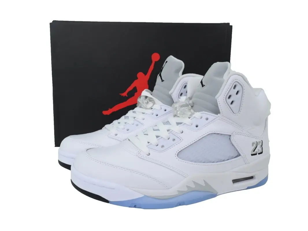 White Leather High Top Basketball Sneakers, Icy Blue Translucent Outsole, Mesh Side Panel, Retro Basketball Shoes for Men Women