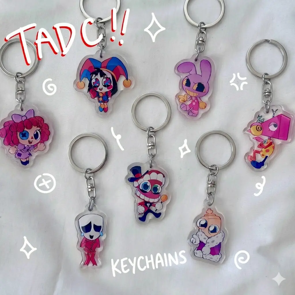 TADC Keychain, The Amazing Digital Circus Keychains, Gangle, Zooble, Kinger, Pomni, Ragatha, Cain, Jax, Bubble TADC Double Sided Acrylic Charm