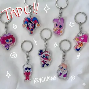 TADC Keychain, The Amazing Digital Circus Keychains, Gangle, Zooble, Kinger, Pomni, Ragatha, Cain, Jax, Bubble TADC Double Sided Acrylic Charm