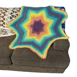 Handmade Crochet Star Throw Blanket - Colorful Geometric Design for Cozy Comfort