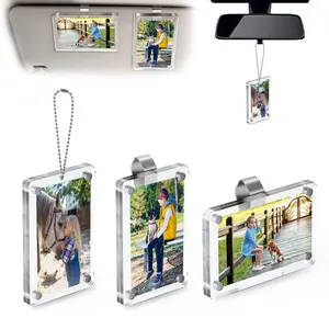 Personalized Acrylic Car Sun Visor Photo Frame Clip, Frame Design, Unique Gift for Couples, Stylish Automotive Accessory
