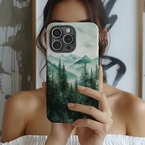 Pine Tree Forest Phone Case: Watercolor Landscape, Tough Protection,phone Case Suitable for Iphone 11/12/13/14/15/16/17 Pro Promax Plus Air
