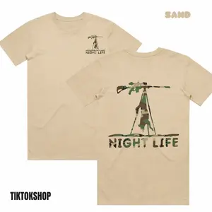 [Made in USA] Night Life Predator Hunting Camo T-Shirt – Sniper Tripod Hunter Graphic Tee, Night Hunting Gear Shirt, Predator Hunter Apparel, Gift for Coyote Hunters Men and Women