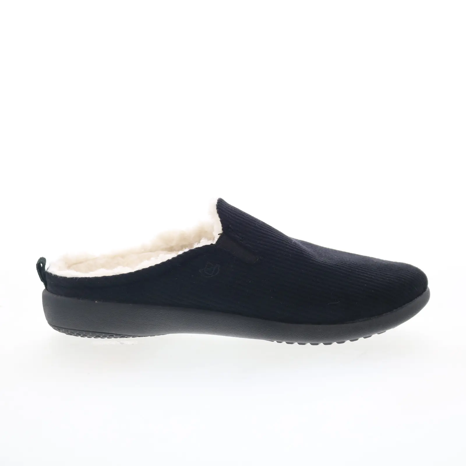 Spenco Dundee Corduroy Mens Black Wide Slip On Clogs Slippers Shoes
