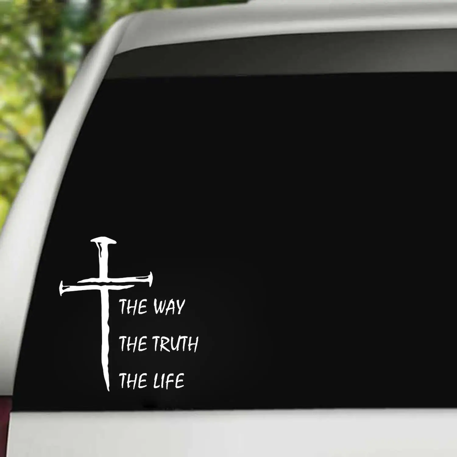 Cross Pattern Car Sticker, Creative the Way the Truth the Life Pattern Car Glass Stickers, Exterior Decorative Print for Car Suitcase Water Bottle